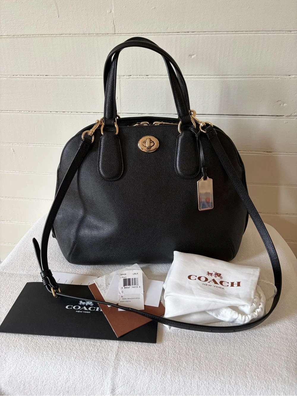 COACH Prince Street Satchel Black Leather Bag